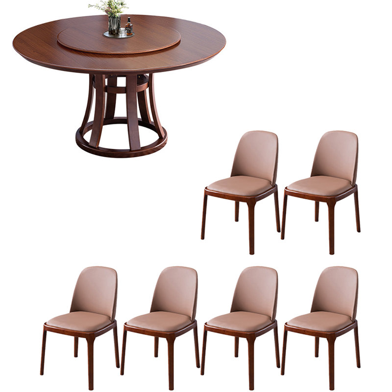 Ensemble de table de salle à manger en bois massif de style chinois, H 29,5 po x L 51 po x l 51 po, 7
