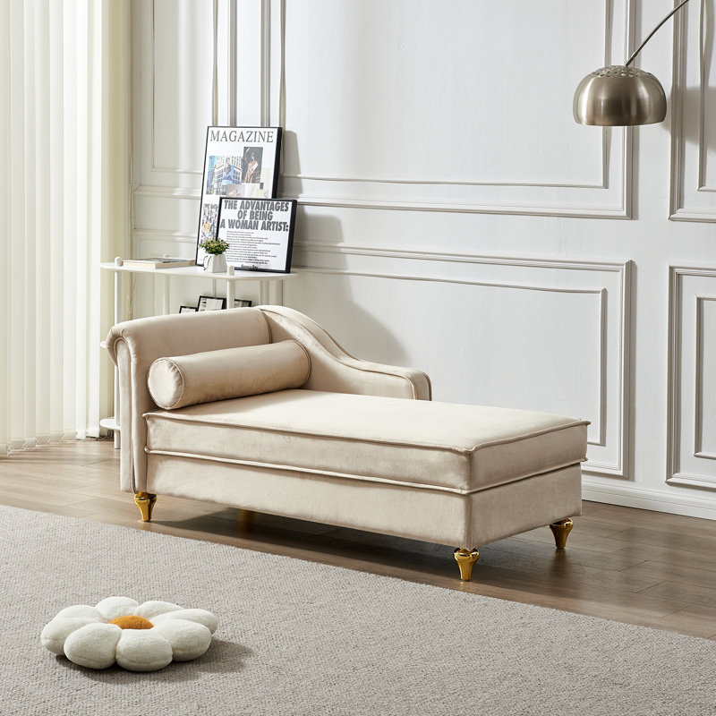 Chaise longue avec rangement Modern Upholstery, Beige