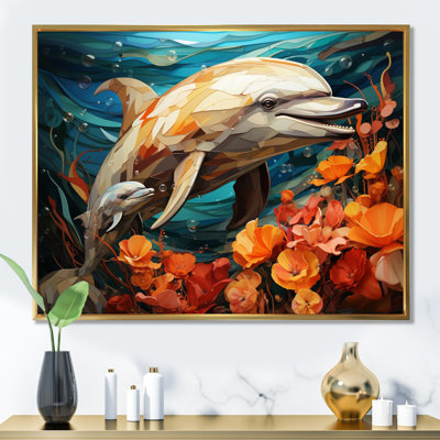 «Dolphin Marine Symphony Geometric - Dolphin», art mural