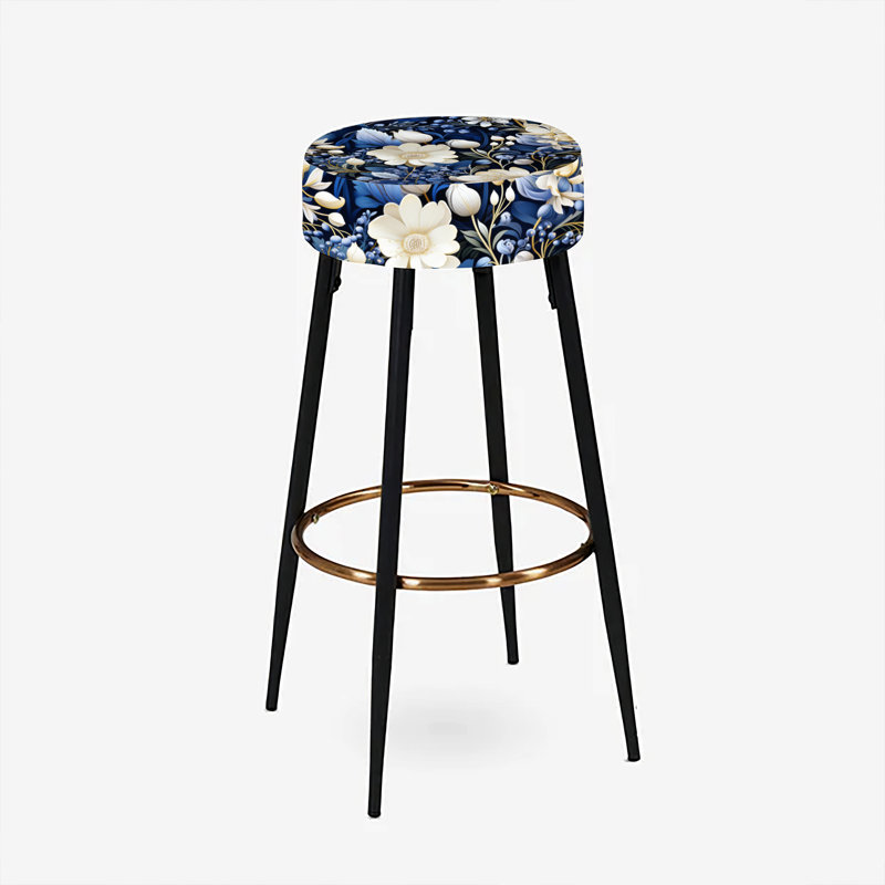 Ensemble de 2 tabourets de bar botaniques profonds indigo clair de lune