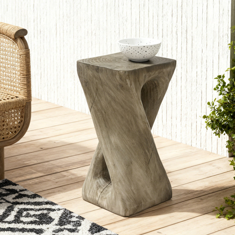 Table d'appoint Esdert MGO Twist Shape, Gris, H 26,8 po x l 12,5 po x P 12,5 po