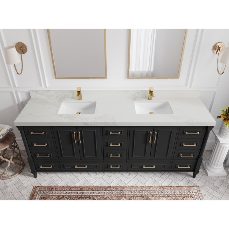 Aberdeen Bathroom Vanity, Black, Calacatta Nuvo