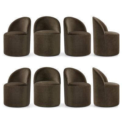 Chaise rembourrée entièrement assemblée en velours avec roulettes cachées (ensemble de 8)