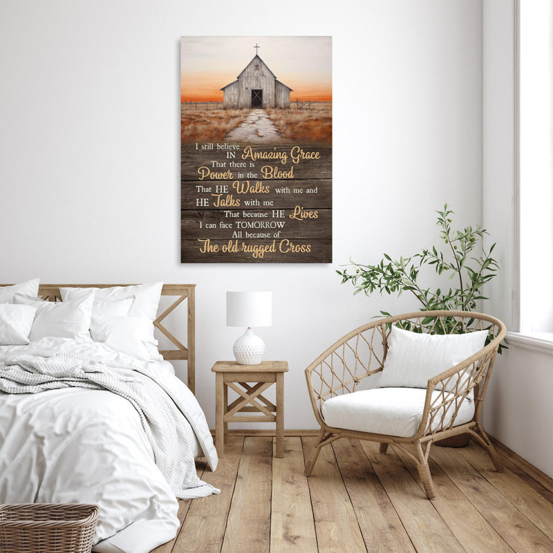 The Old Rugged Cross - 1 pièce, reproduction d'art graphique sur toile tendue, H 36 po x l 24 po x P 1,25 po
