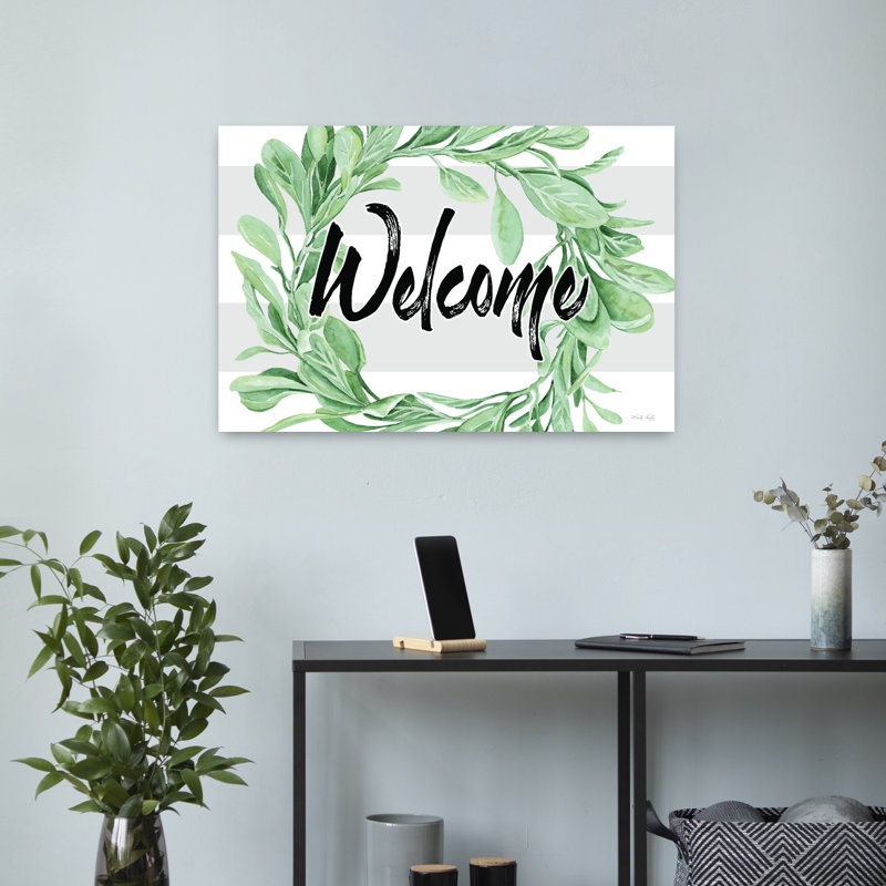 Welcome Leaves Wreath, art contemporain, H 16 po x l 24 po