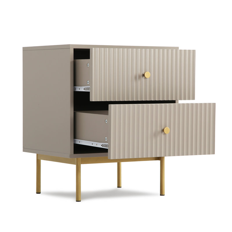 Aivis 50cm W Metal Bedside Table, Grey