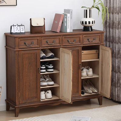 Coffee Solid Wood Shoe Storage Bench