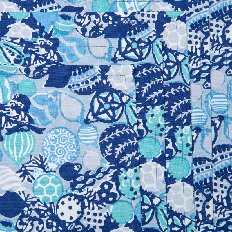 100% Cotton Ornaments Rectangle Placemat, Blue