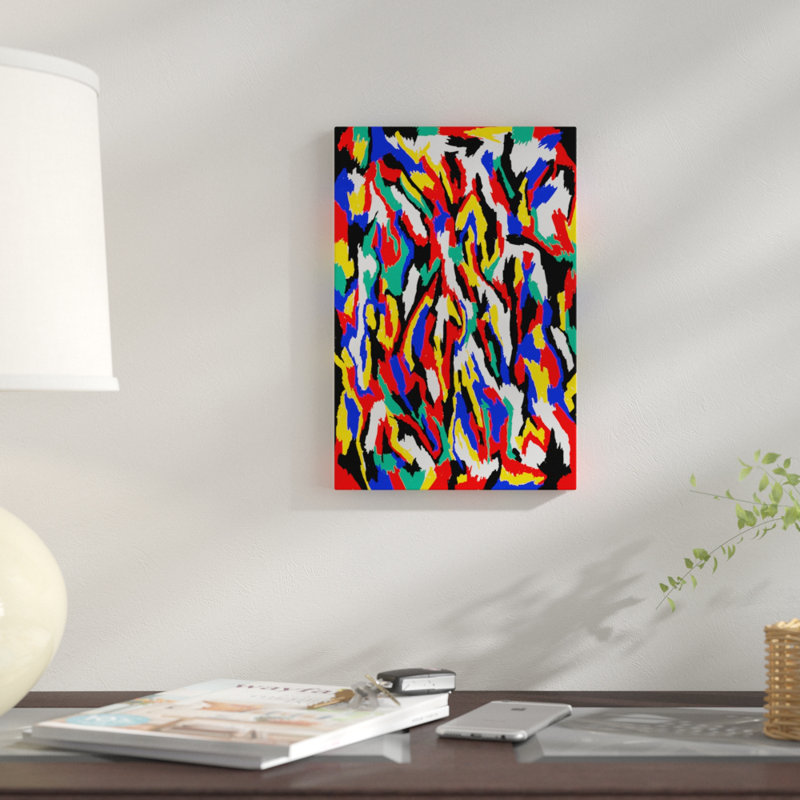 « bauhaus camouflage », impression sur toile, H 12 po x l 8 po x P 0,75 po, Toile tendue, Pas de tapis