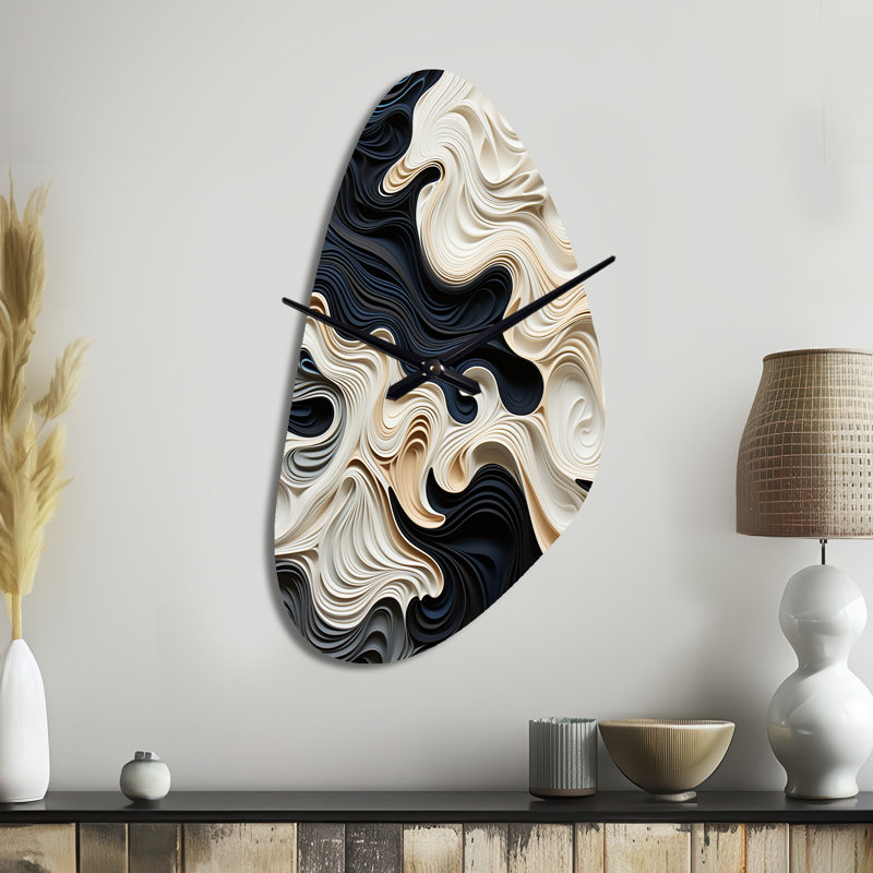 Horloge murale décorative noir et blanc Opt Art, Moyenne