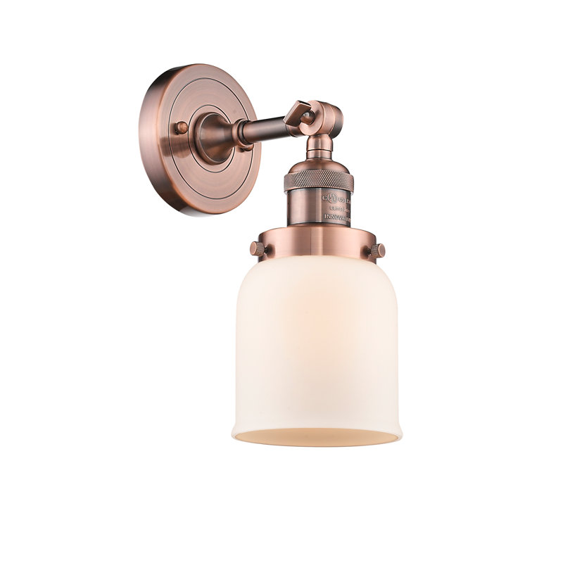 Plafonnier semi-encastré à 1 lumière Wynkoop, Cuivre antique, Boîtier blanc mat, H 13 po x l 5 po