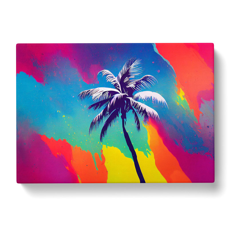 Colourful Palm Tree - Wrapped Canvas, 50cm H x 76cm W x 3cm D