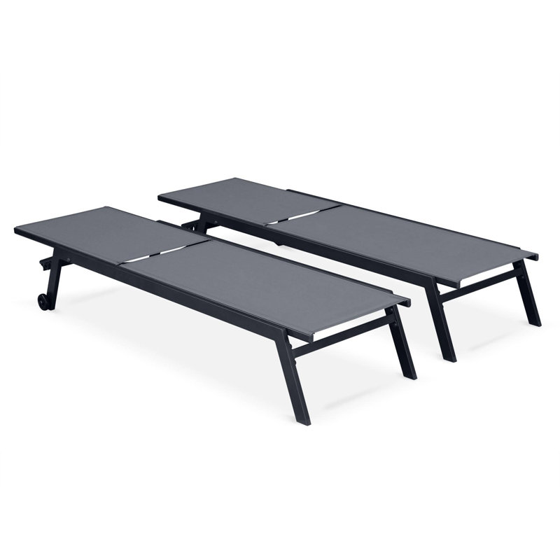 Dargan 168cm Long Reclining Chaise Lounge Set, Anthracite/Charcoal Grey