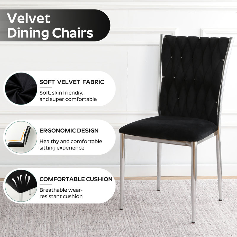 Ensemble de table rectangulaire 63 "en verre trempé 63", 5, Noir / argenté