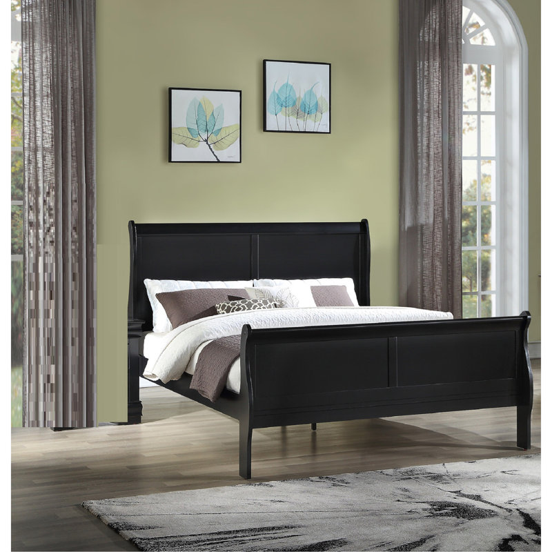 Mobilier de chambre à coucher Louis Phillipe, Lit double, Noir, noir, noir, noir