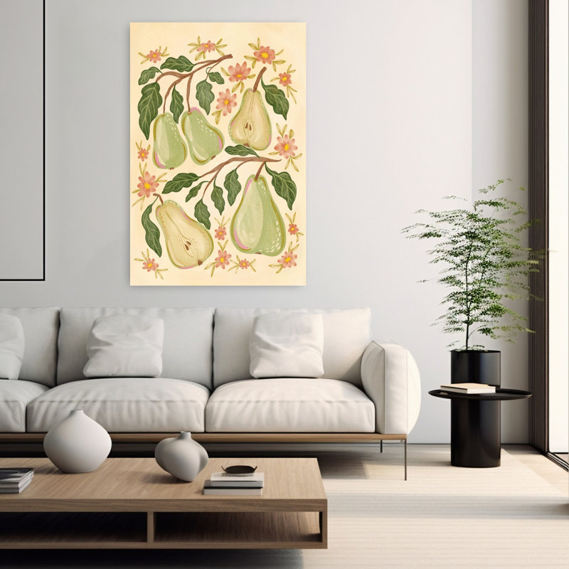 «Sweet Green Pears», art mural rétro naturel rustique avec fruits