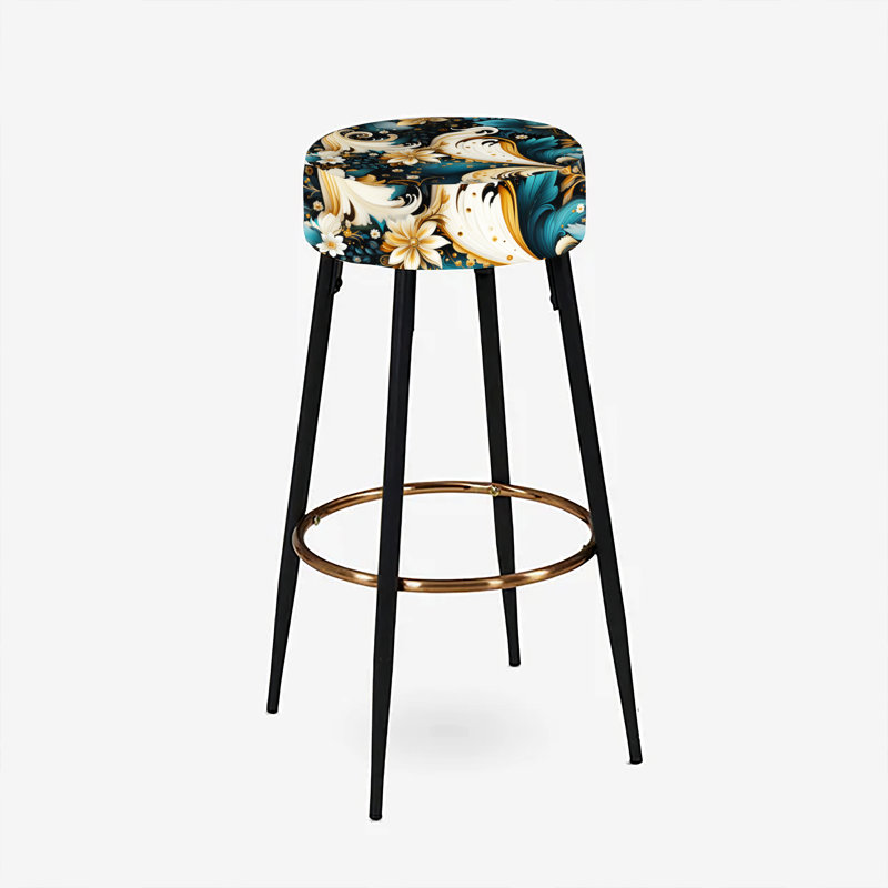 Elodea - Ensemble de 2 tabourets de bar à imprimé, Motif bohémien à motif cachemire