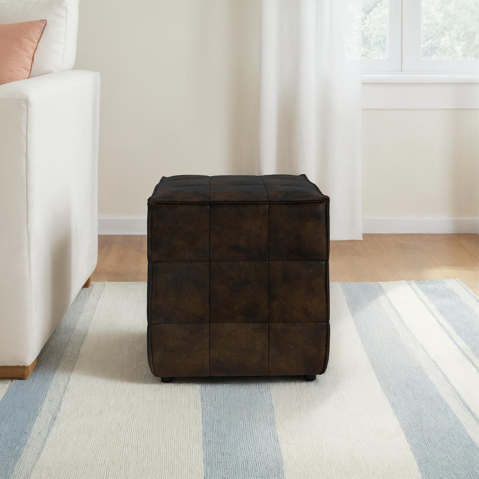 Catrice 18" Genuine Leather Ottoman