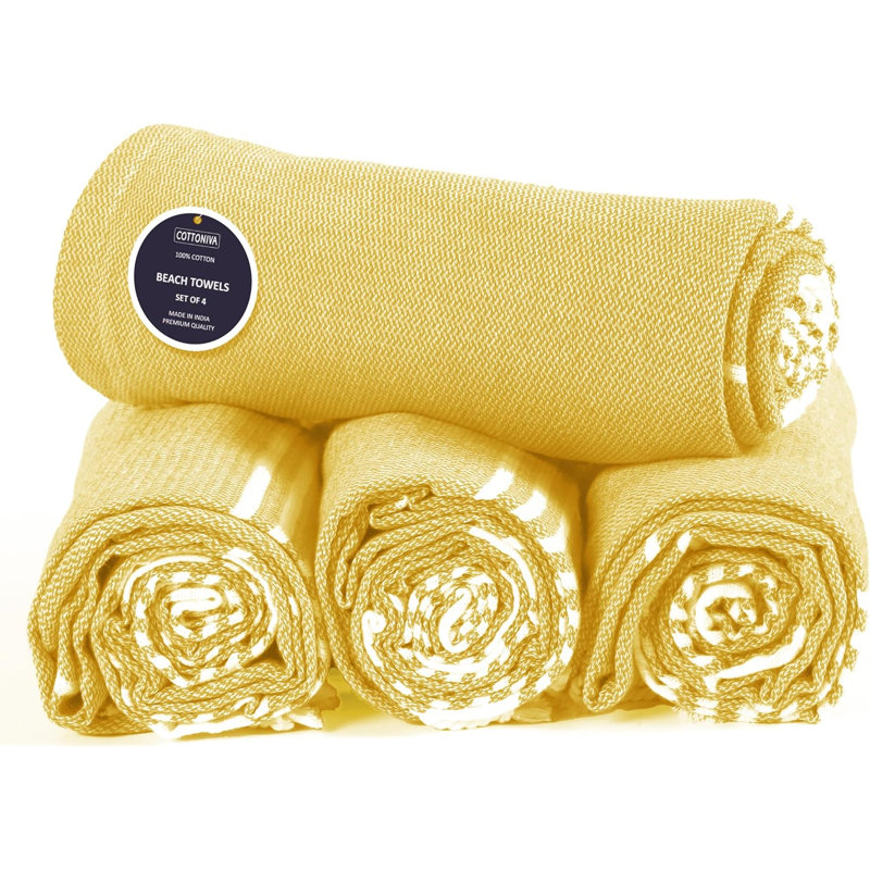 Meini Cotton Beach Towel, Yellow