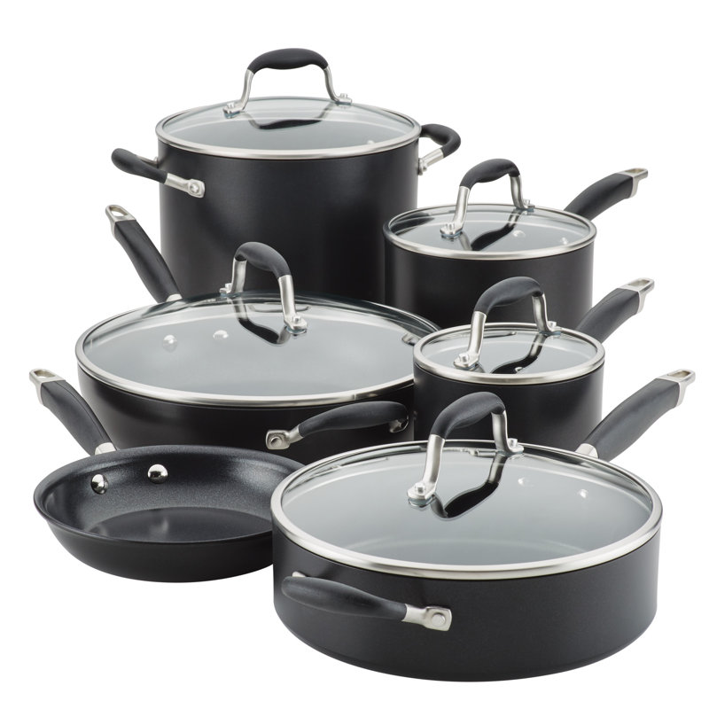 Anolon Advanced Home Hard Anodized Nonstick Cookware Set, 11 Piece, Black