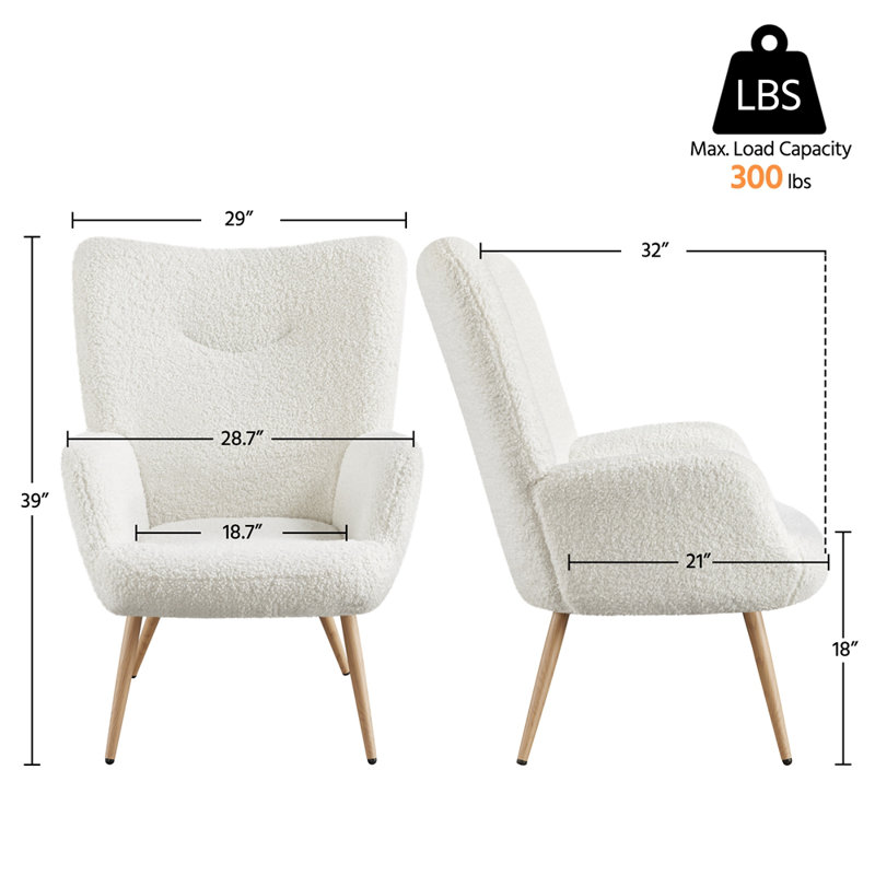 Fabrisio Upholstered Barrel Chair, White