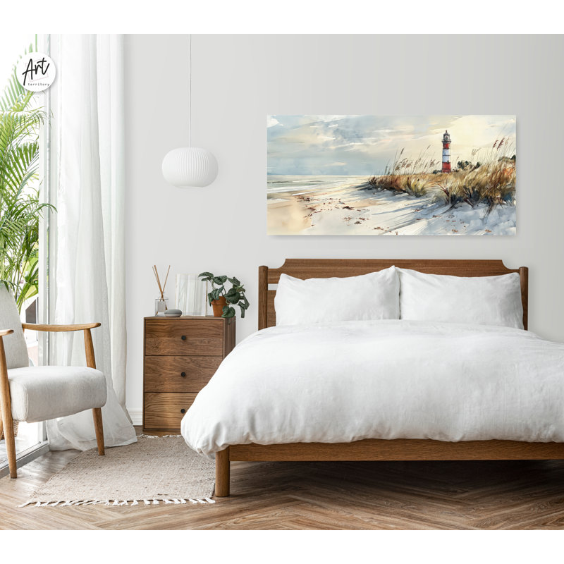 Phare, art mural sur toile, paysage de plage, art mural maison de plage, art mural côtier, océan, Affiche sans cadre