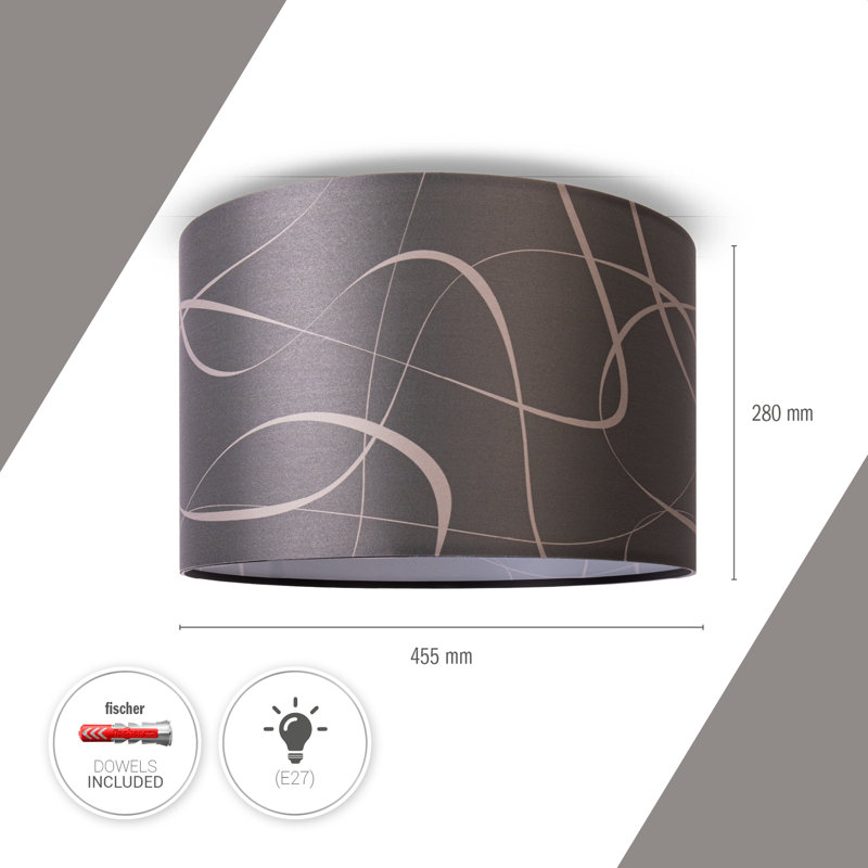 Aalon Fabric Flush Ceiling Light, Black