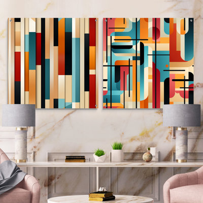 Cressi - Ensemble de 2 peintures murales abstraites en acrylique