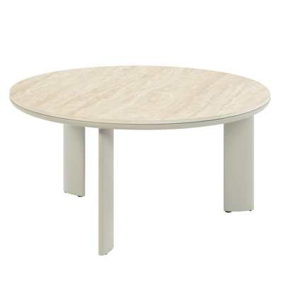 Table basse ronde à plateau rond en céramique grise, offrant un look moderne et sophistiqué, ajoutant de l'élégance à votre espace
