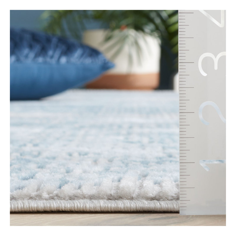 Arrabella Jessa Ikat Gray/Blue Area Rug, Rectangle 5'3" x 7'6"