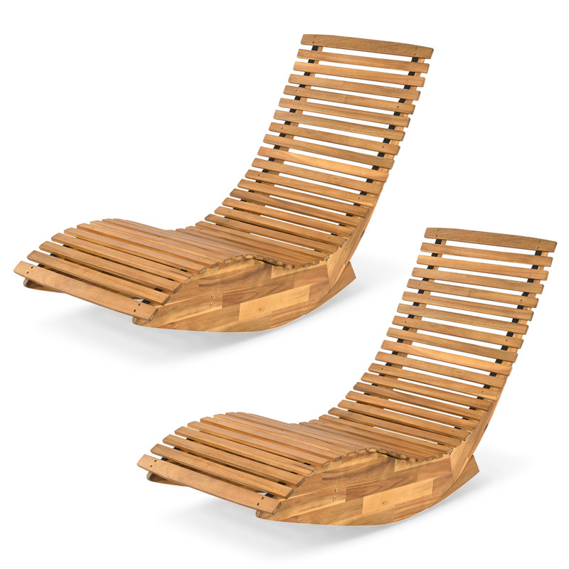 Chaise berçante d'extérieur en acacia Subrena