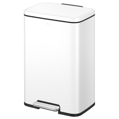Eko Madison Matte White 50 Liter/13.2 Gallon Step Trash Can With Inner Liner - Fingerprint Resistant Finish