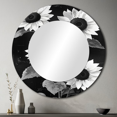 Midnight Sunflowers Beauty - Art mural miroir décoratif floral - imprimé sur métal