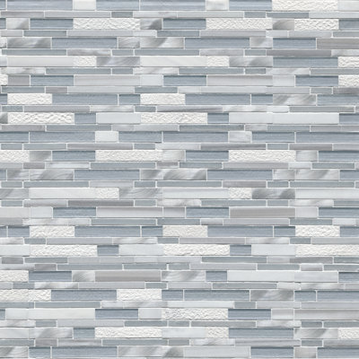 Alessio Interlocking 12 in. x 12 in. Glass, Stone and Metal Blend Mosaic Wall Tile