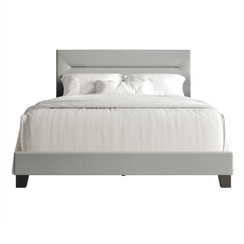 Emery Upholstered Panel Bed, Gray, Queen