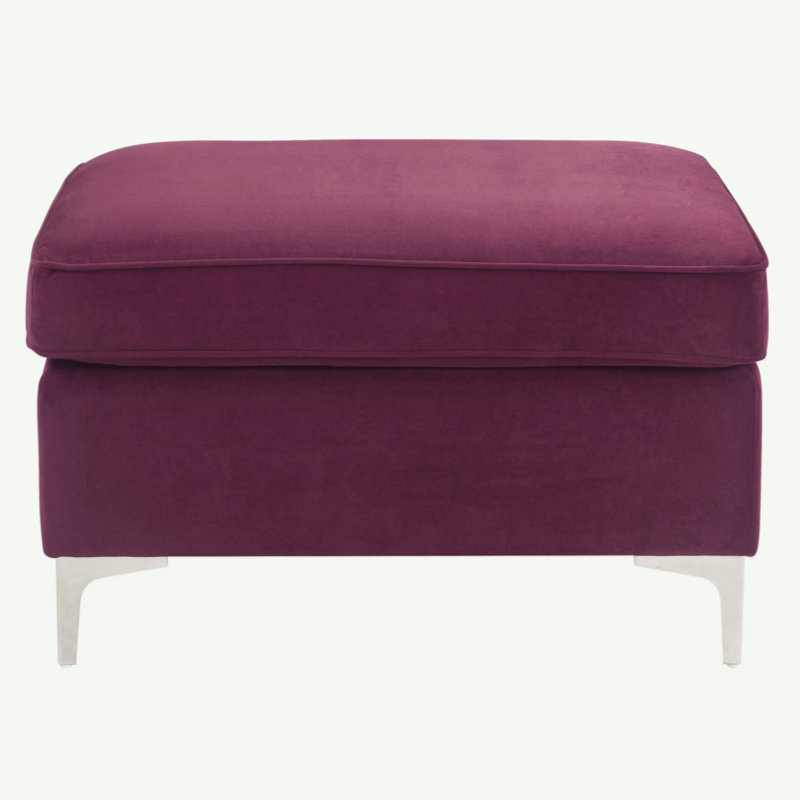 Velvet Rectangle Standard Ottoman, Burgundy Velvet
