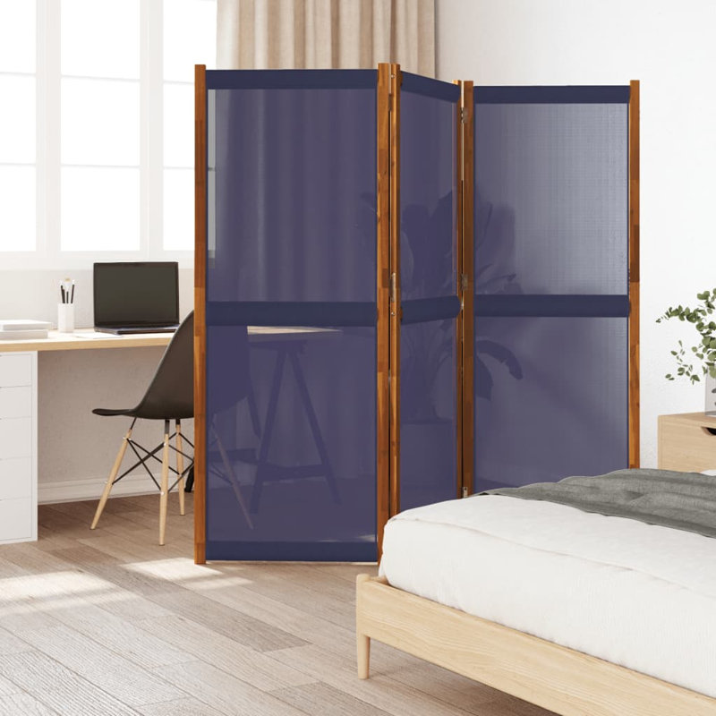 Metts 457.2cm H Solid Wood Folding Room Divider, 3, 180cm H x 210cm W, Dark Blue
