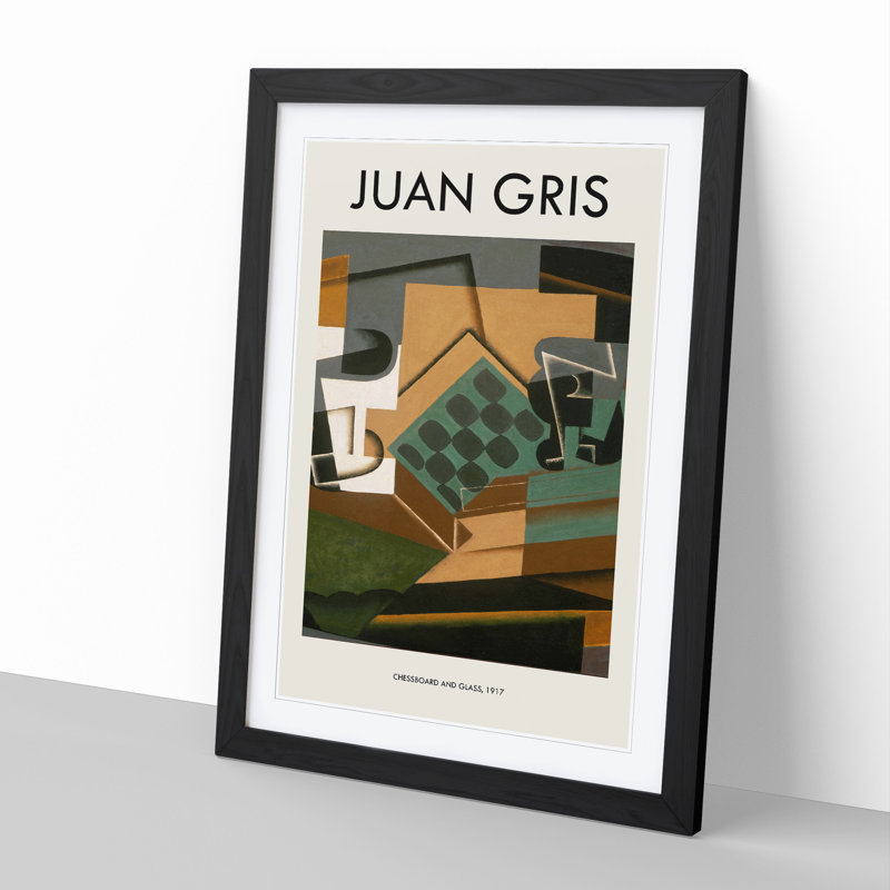 Chessboard and Glass by Juan Gris - Picture Frame Art Prints, Black, 36cm H x 27cm W x 2cm D