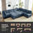 Chenille Sleeper Sectional Corner Couch Modular Sofa Bed With Storage Chaise-585623662-586477947