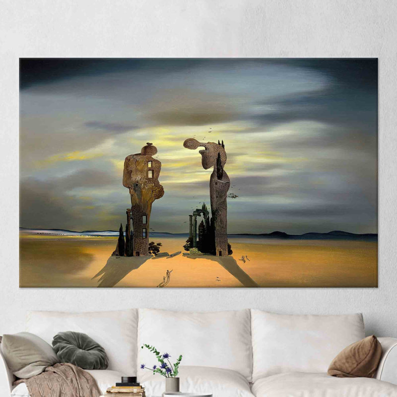 Salvador Dali-Inspired Archeological Reminiscence Millet's Angelus Canvas Reproduction Print for Wall Decor Perfect for Art Lovers and Home Decoration