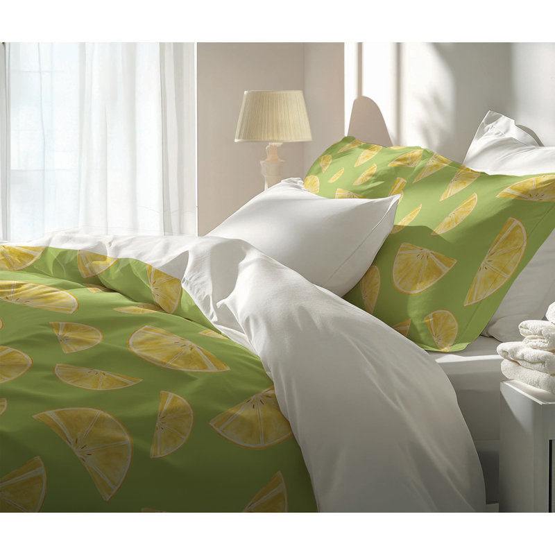 Summer Lemon 3- Piece Decorative Lightweight Comforter Set, King Comforter + 2 King Pillowcases, Bright Lime