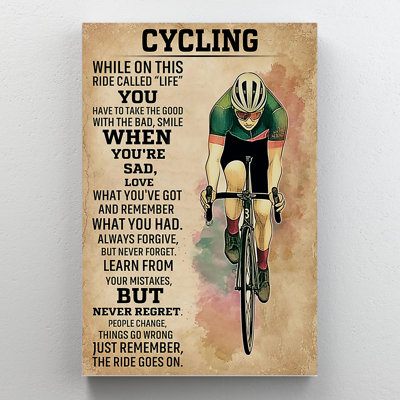 Cycling - 1 Piece Rectangle Graphic Art Print On W " Cycling - 1 Piece Rectangle Graphic Art Print On Wrapped Canvas "