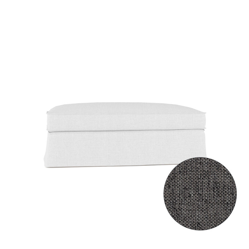Mulberry Ottoman, Plush Velvet Oyster, Weathered