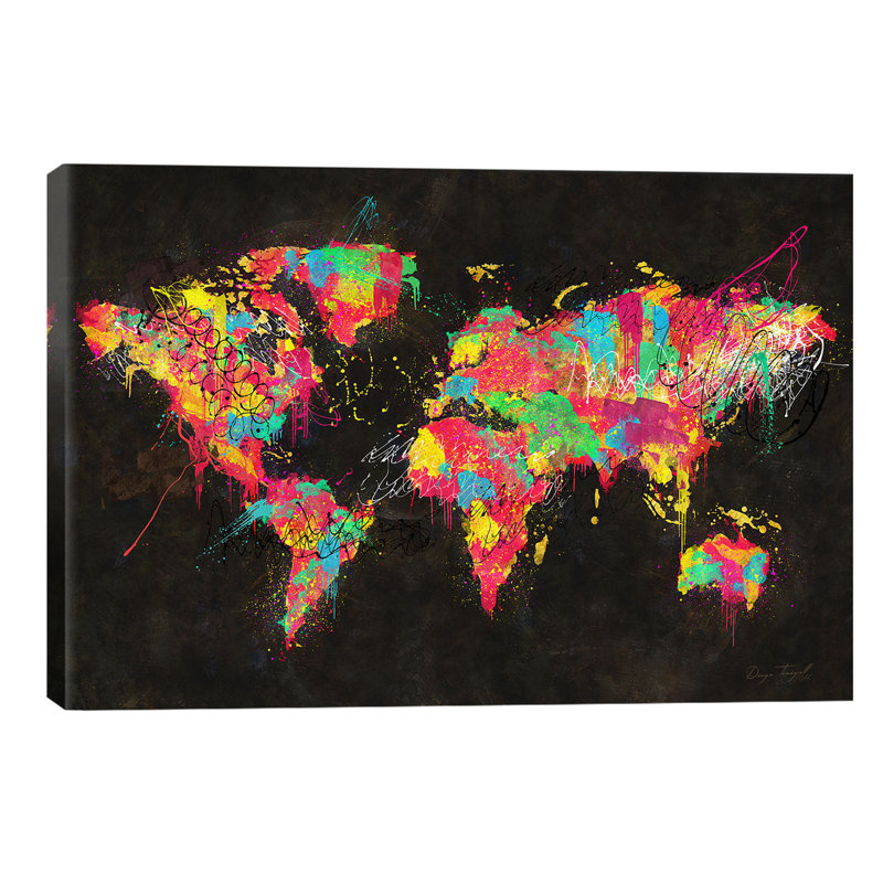 Psychedelic Continents by Diego Tirigall - Wrapped Canvas Painting, 66.04 cm H x 45.72 cm W x 3.175 cm D