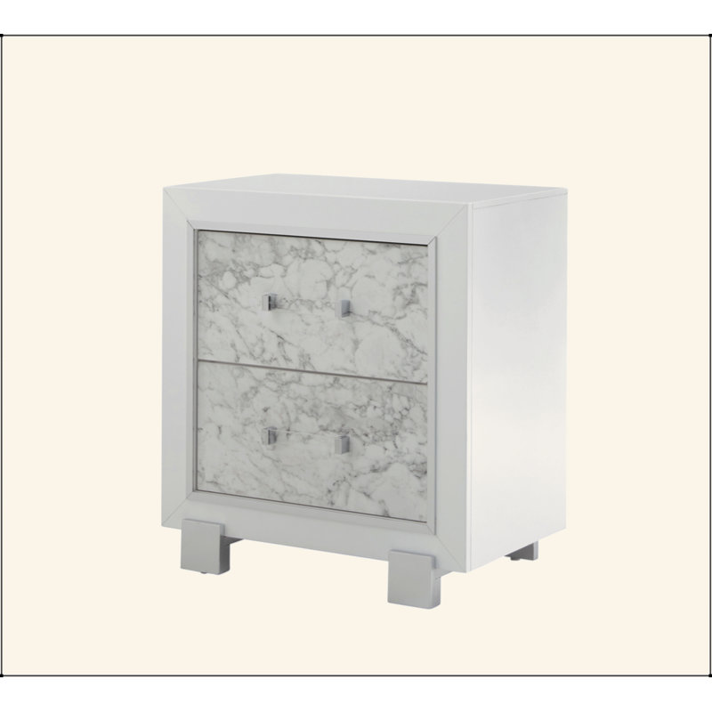 Table de chevet luxueuse à dessus en marbre avec rangement spacieux et design intemporel