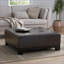 Repose-pieds, similicuir traditionnel en cuir reconstitué brun foncé capitonné pour table basse de salon | Bois | Brun foncé