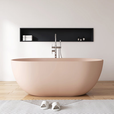 59" x 30" Freestanding Bathtub Solid  Surface Stone Resin Soaking Tub