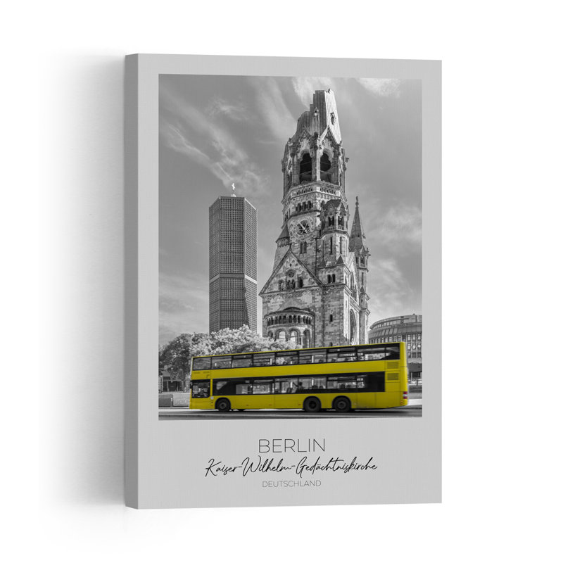 Église commémorative de Berlin, autobus, architecture abstraite moderne, impression murale de la ville, H 36 po x l 24 po