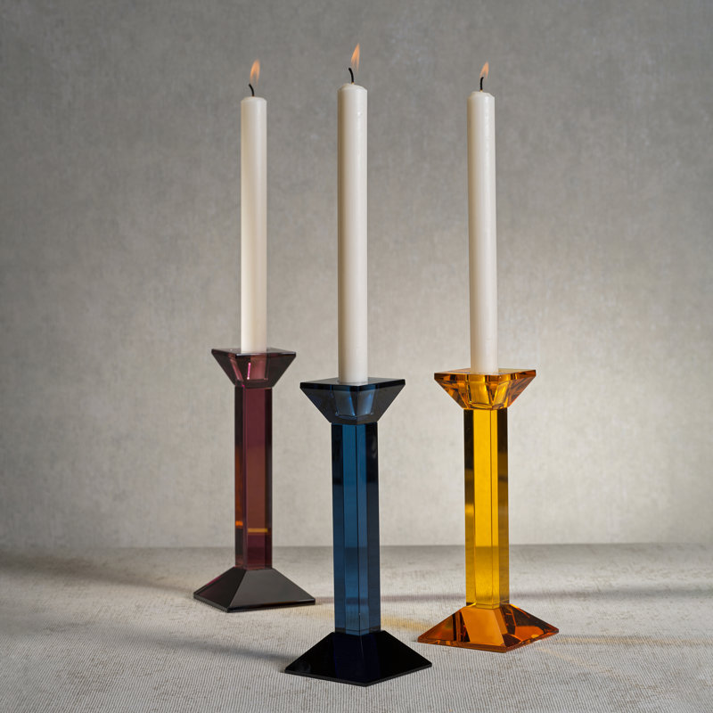 Porte-bougie caramel et cristal Carmac, Bleu foncé