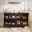 Buffet 59 po en rotin brun foncé et bois jaune (ensemble de 2)